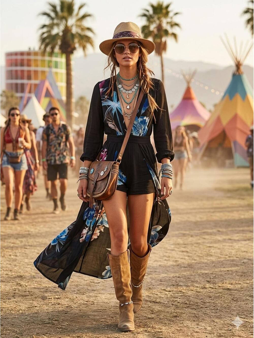 Bebe 4 Black Floral Deep V Maxi Dress Romper Coachella boho